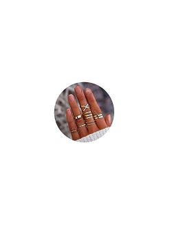 FINETOO 8 PCS Simple Knuckle Midi Ring Set Vintage Plated Gold/Silver for Women/Girl Finger Stackable Rings Set DIY Jewelry Gifts