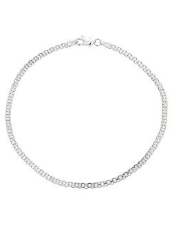 Ritastephens Sterling Silver Italian 3mm Bismark Link Chain Anklet, Bracelet, or Necklace