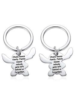 Stitch Keychain, Ohana Means Family Key Chain, Cartoon Stitch Key Ring - Family Means Nobody Gets Left Behind or Forgotten Engraved Keyring Stitch Gift for Boys Girls Fan