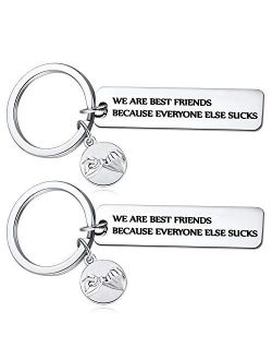 MIXJOY Gifts for Best Friend, Friendship Keychain - 2pc We are Best Friends Pinky Promise Keychains Jewelry for Teen Girl Women Coworker Birthday