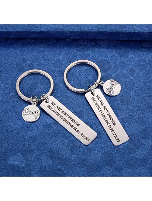 MIXJOY Gifts for Best Friend, Friendship Keychain - 2pc We are Best Friends Pinky Promise Keychains Jewelry for Teen Girl Women Coworker Birthday