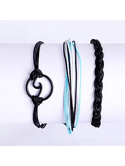 SOFTONES Boho Rope Ankle Bracelets for Women Waterproof Adjustable Braided Anklets for Teen Girls - Turtle|Wave|Beads|Infinite|Starfish|Boat Anchor