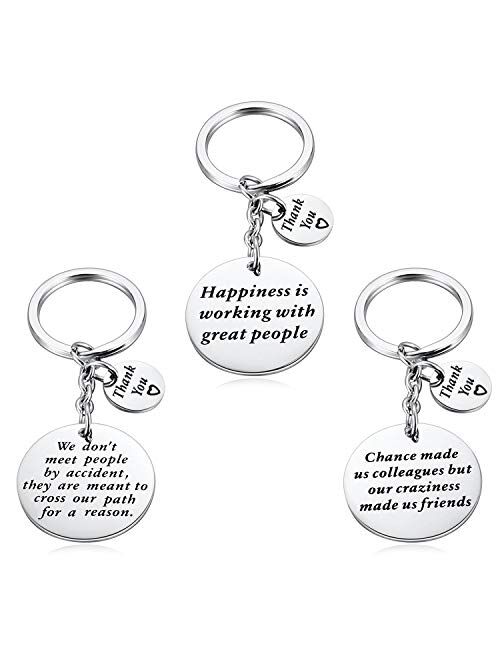 Coworker Leaving Gift for Friends Boss - 3PCS Colleague Going Away Keychain Retirement Jewelry Co Worker Office Goodbye Farewell Key Chain