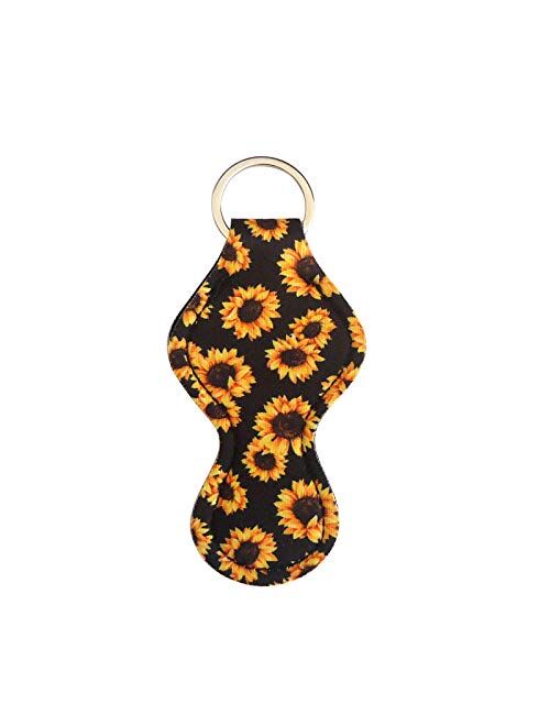 ROSTIVO Chapstick Keychains Holder for Women Lipstick Holder Keychains Sunflower Printed