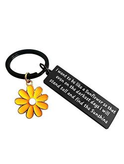 Sunflower Charm Keychain Encouragement Gifts for Men and Women Full of Hope and Light Inspirational Key Ring for Hard Times