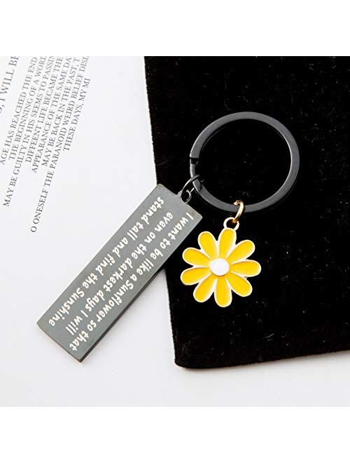 Sunflower Charm Keychain Encouragement Gifts for Men and Women Full of Hope and Light Inspirational Key Ring for Hard Times
