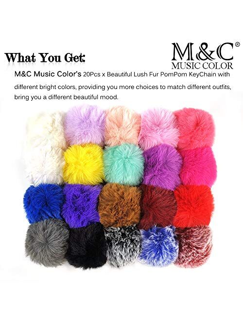 20 Pcs Faux Fur Ball Pom Poms Keychains for Handbag Purse Fluffy Ball (With Lobster Buckle)