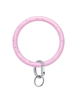 Townshine Bangle Key Ring Wrist Keychain Bracelet Round Silicone Keyring Holder For Women Girls