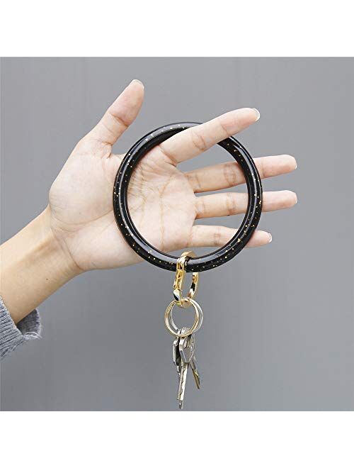 Townshine Silicone Bangle Key Ring Wrist Keychain Bracelet Round Key Rings 