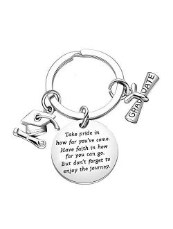 Graduation Gift Take Pride in How Far You Have Come Keychain Inspirational Letters Graduates Jewelry