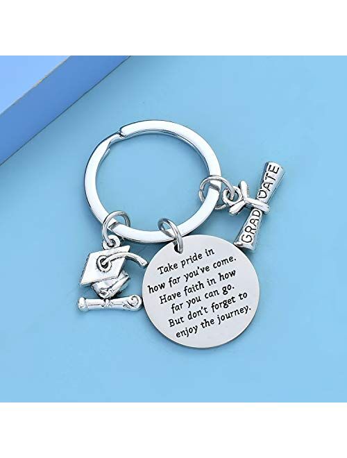 Graduation Gift Take Pride in How Far You Have Come Keychain Inspirational Letters Graduates Jewelry