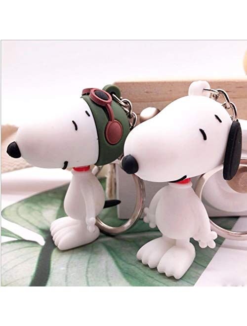 Snoopy Keychain Clip, Christmas Ornament, Suitable for Christmas Decoration, and Package Key Accessories, 2 Pack (White)