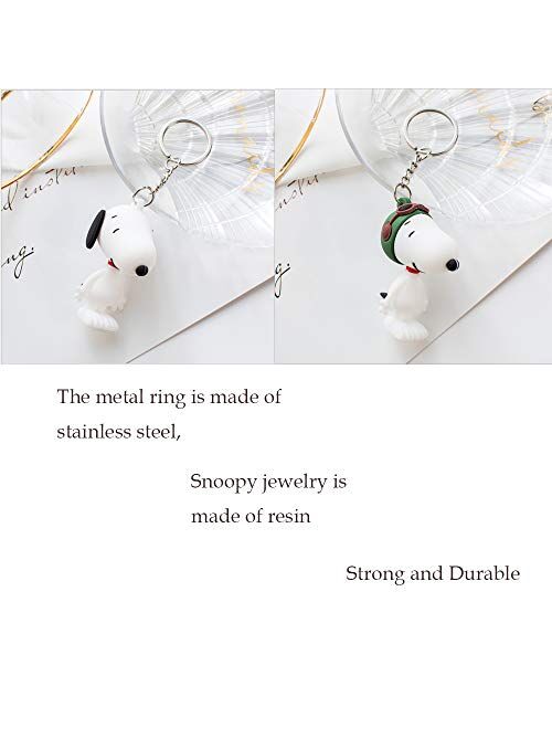 Snoopy Keychain Clip, Christmas Ornament, Suitable for Christmas Decoration, and Package Key Accessories, 2 Pack (White)