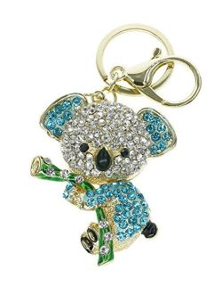 Cooplay Cute Lovely Koala Bear Animal Diamond Crystal Rhinestone Gold Crystal Keychain Charm Pendent Beautiful Accessories The Best Gift for Girl Women Purse Handbag Bag 