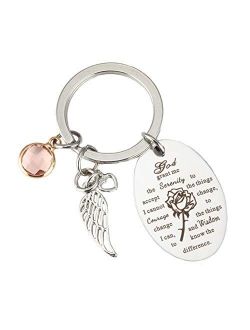 Bestwick Serenity Prayer Christian Keychains for Women Pray Stainless Steel Keychain Keyring Christmas Gifts