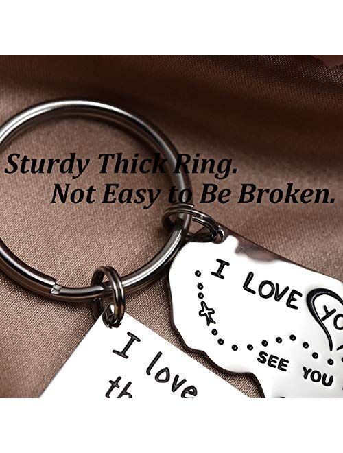 LParkin Love Keychains for Couples I Love You More Than The Miles Between Us I'll Always Love You Long Distance Relationship Gift Going Away State Keychain