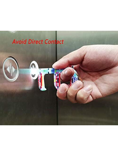Weixiltc Non-Contact Acrylic Door Opener,Button Pusher Personal Safety Keychain Tool,Handheld No-Touch Door Opener Smart Key Tool,Keep Hands Clean
