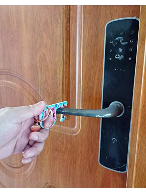 Weixiltc Non-Contact Acrylic Door Opener,Button Pusher Personal Safety Keychain Tool,Handheld No-Touch Door Opener Smart Key Tool,Keep Hands Clean