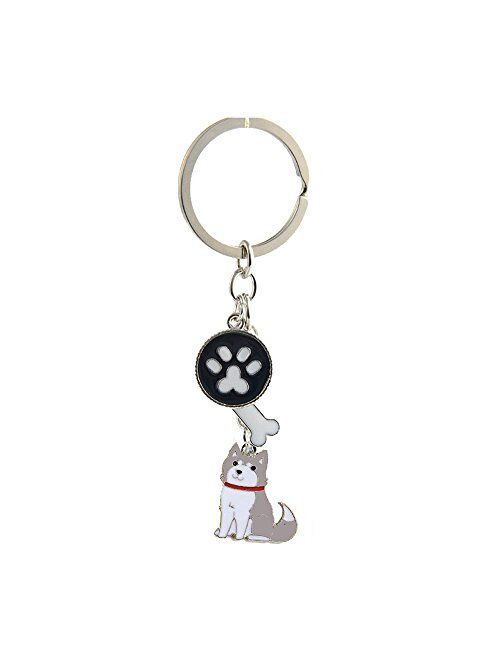 Cute Metal Small Dog Puppy Keychain Keyring Keyfob Car Bag Charm Dog Tag Chains for Birthday