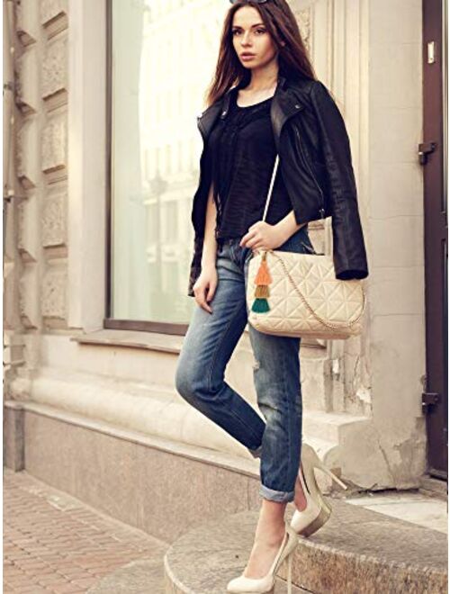 Tatuo 6 Pieces Handmade Bohemian Tassel Keychain Tassels Bag Key Chain Charm Handbags Pendant Key Chain Rings