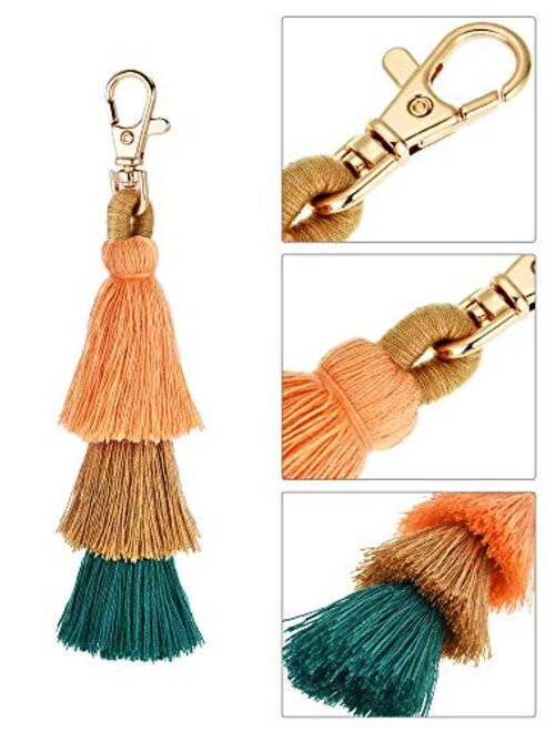 Tatuo 6 Pieces Handmade Bohemian Tassel Keychain Tassels Bag Key Chain Charm Handbags Pendant Key Chain Rings