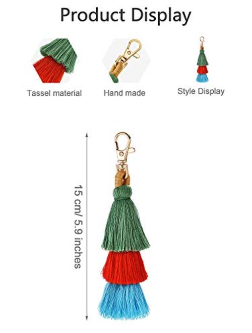 Tatuo 6 Pieces Handmade Bohemian Tassel Keychain Tassels Bag Key Chain Charm Handbags Pendant Key Chain Rings