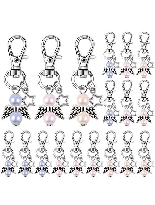 Minterest 51PCS Baby Shower Gifts, Antique Mini Angle with Star Pendant Key Chain for Guest Rustic Wedding Decorations Favors Souvenir Keychain Gift Set