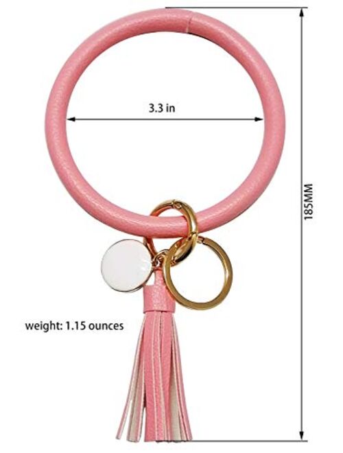 Lomodo 4 PCS Wristlet Keychain Bracelet Bangle Key Ring Leather Tassel Key Chain for Women Girls