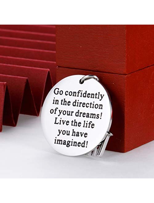 Graduation Gifts Keychain for Class 2021 Her Him Inspirational Gift Key Ring for Daughter Son Women Men Best Friend College Boys Girls Go Confidently in The Direction Of 