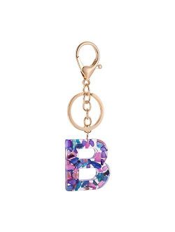 Letter A Keychain Accessories Cute Crystals Keyring Initial Key Ring for Women