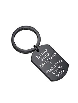 MAOFAED Driver Keychain Drive Safe Because I Love You Trucker Husband Gift New Driver Gift