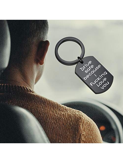 MAOFAED Driver Keychain Drive Safe Because I Love You Trucker Husband Gift New Driver Gift