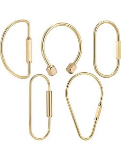 5 Pieces Brass Screw Lock Keychain Simple Brass Key Chain Ellipse Shape Key Ring Brass Lock Clip Key Holders for Men Women
