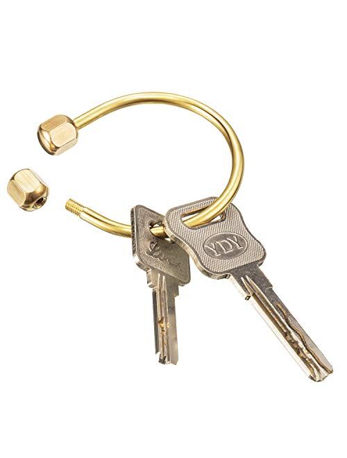 5 Pieces Brass Screw Lock Keychain Simple Brass Key Chain Ellipse Shape Key Ring Brass Lock Clip Key Holders for Men Women