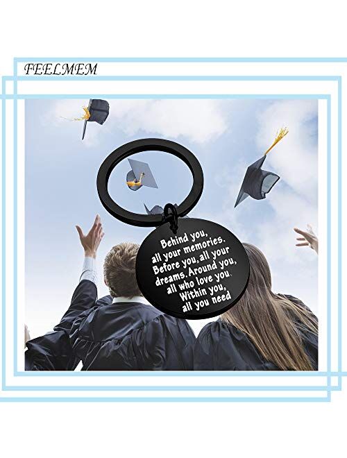 FEELMEM Graduation Gifts Behind You All Memories Before You All Your Dream Graduation Keychain Inspirational Graduates Gifts 2020, 2021