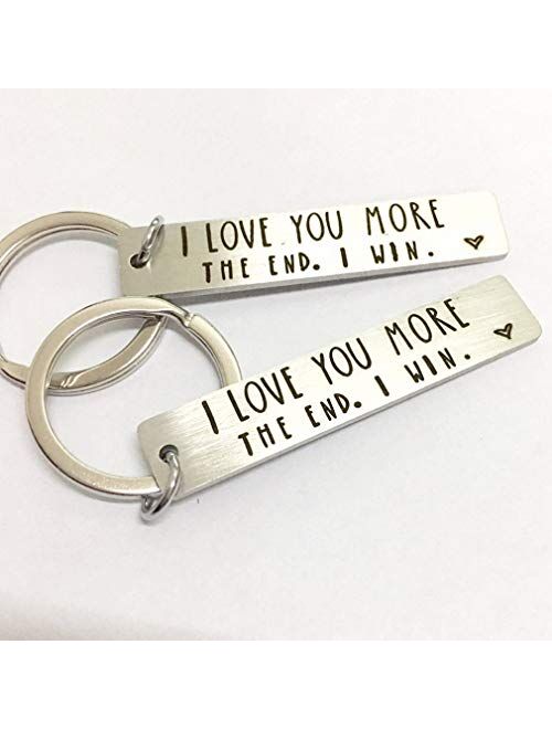 JK Home Boyfriend Gift I Love You More The end I Win Keychain Valentines Day Christmas