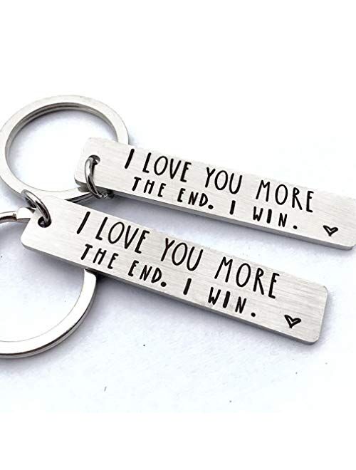 JK Home Boyfriend Gift I Love You More The end I Win Keychain Valentines Day Christmas