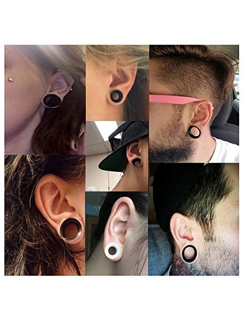 Buy 2 PC Extra Soft Silicone Flexible Ear Skin Tunnels Plugs Gauges Hollow Body Piercing 2G-3/4 | Topofstyle
