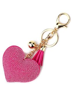 Elesa Miracle Girl Women Love Heart Tassel Keychain, Purse Bag Charm, Handbag Accessories, Car Key Chain