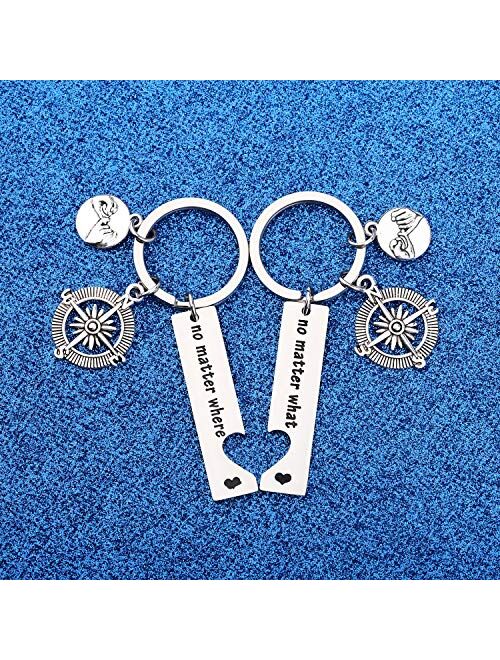 WUSUANED No Matter What Where When Compass Best Friend Keychain Set Long Distance Friendship Gift For Sister Best Friends
