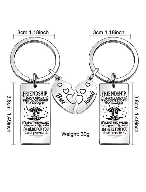 Friendship Gifts, 2 Pcs Best Friend Keychains Key Rings Keyring Christmas Gifts Birthday Gifts