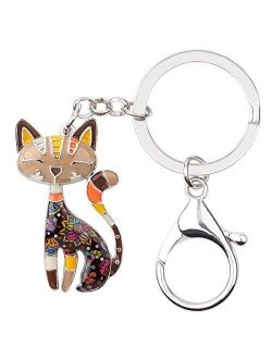 Enamel Alloy Chain Cat Key Chains For Women Car Purse Handbag Charms