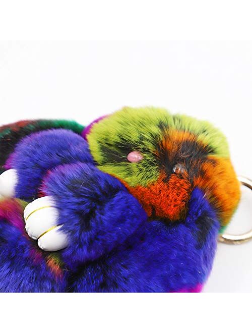 CHUANGLI Bunny Keychain Fluffy Cute Rex Rabbit Fur Key Chain Pom Pom Keyring Gifts for Women Girls
