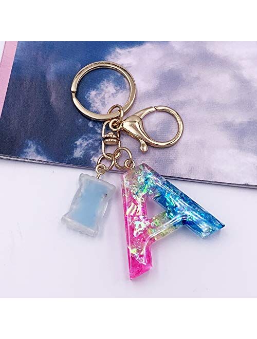 SELOVO Initial Keychain Letter Alphabet Sweet Bag Charm Key Chain for Women Girl