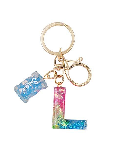 SELOVO Initial Keychain Letter Alphabet Sweet Bag Charm Key Chain for Women Girl