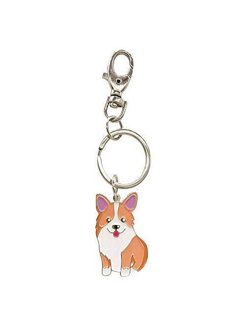 Feb.7 Keychain,Welsh Corgi Dog Keychain - Corgi Keyring- Corgi Bag Charm - Dog Tag - Gifts for Dog Lover (Silver)