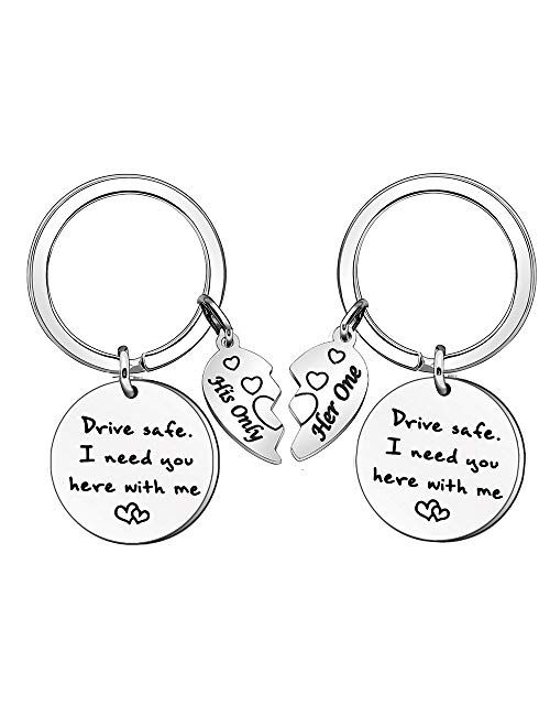 Drive Safe Keychain Set Couple Gift I need you here with me Keyring for Mom Dad Girlfriend Boyfriend Gift (442)