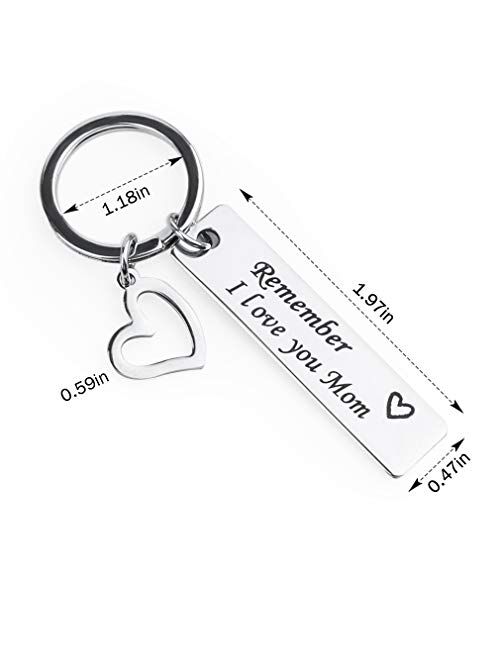 GAUSKY Mother's Day Gift Stainless Steel Keychain - Remember I Love you Mom from Daughter or Son for Mother