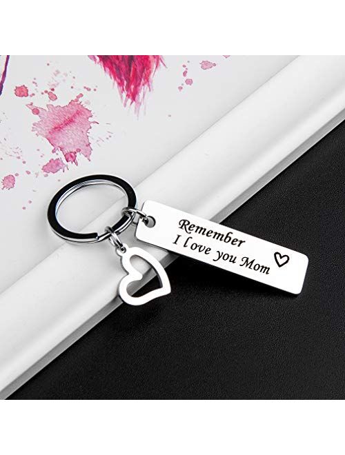 GAUSKY Mother's Day Gift Stainless Steel Keychain - Remember I Love you Mom from Daughter or Son for Mother