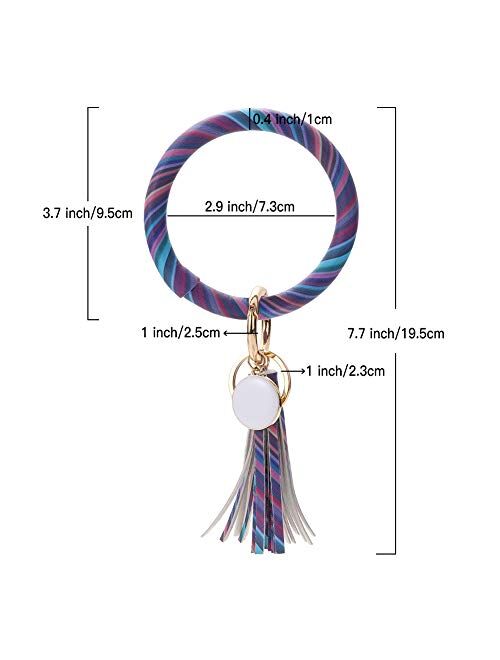 YINUO Leather Tassel Wristlet Keychain Keyring Bracelet Bangle For Women Girl